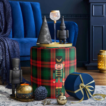 Christmas Ottoman Poufs with Tin Soldier