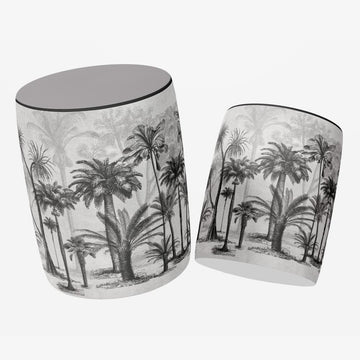 Black Palm Tree Design Ottoman Poufs