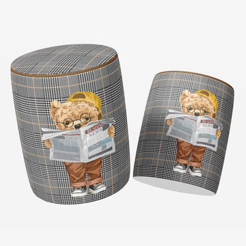 Newspaper Reading Teddy Ottoman Poufs