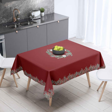 Christmas Tablecloths with Red Mini Pinecone Details