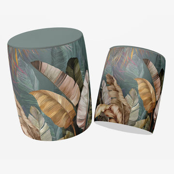 Tropical Leaf Design Ottoman Poufs