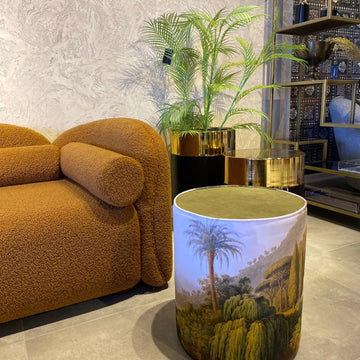 Tropical Forest Patterned Ottoman Poufs