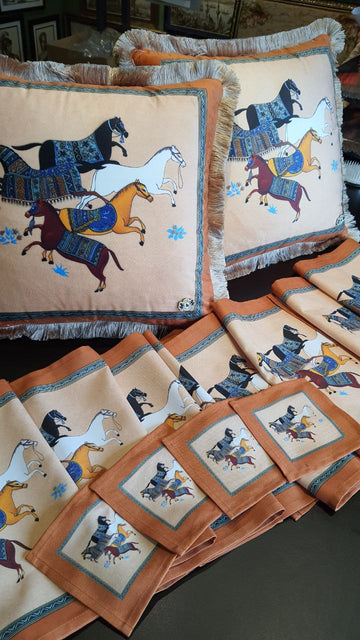 Horses Design on Velvet Cushion / Pillow