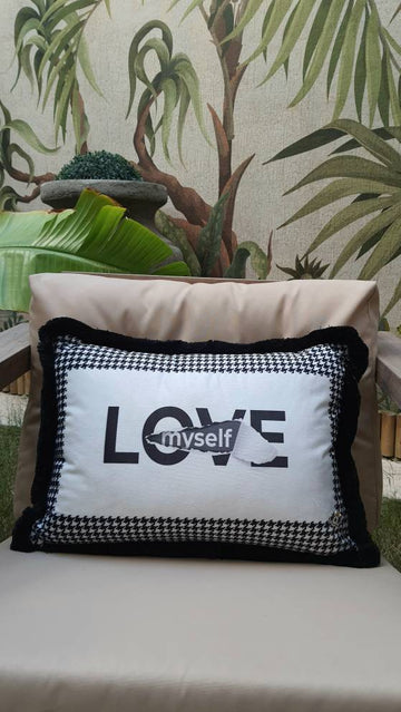 Black and White Love Velvet Cushion / Pillow