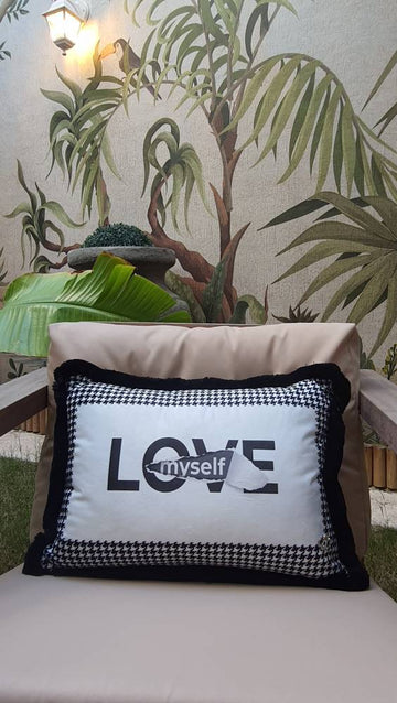 Black and White Love Velvet Cushion / Pillow