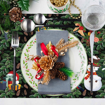 Christmas Fabric Placemats with Pinecone Design