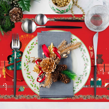 Christmas Red Lead Soldier Detailed Fabric Placemats