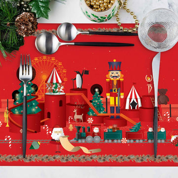 Christmas Red Lead Soldier Detailed Fabric Placemats