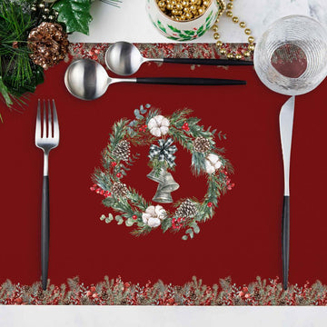 Christmas Red Bell Detailed Fabric Placemats