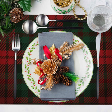 Christmas Fabric Placemats with Tartan Deer Design