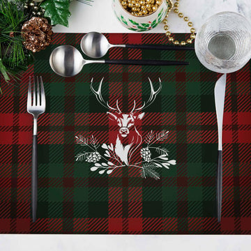 Christmas Fabric Placemats with Tartan Deer Design