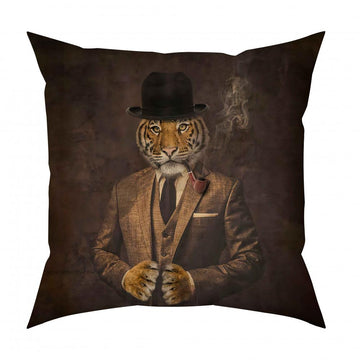 Tiger with Pipe Design Cushion / Pillow