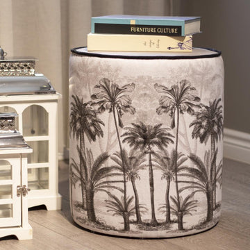 Black Palm Tree Design Ottoman Poufs