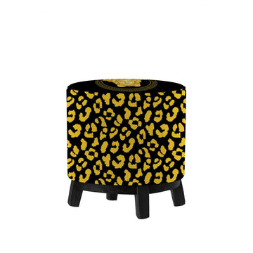 Black Medusa with Wooden Leg Ottoman Poufs