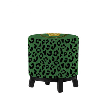 Green Medusa with Wooden Leg Ottoman Poufs