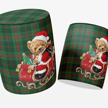 Christmas Ottoman Poufs with Santa Teddy on Sled