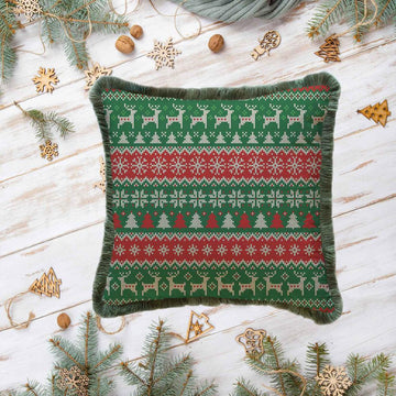 Christmas Cushions / Pillows with Mini Deer Figure Design